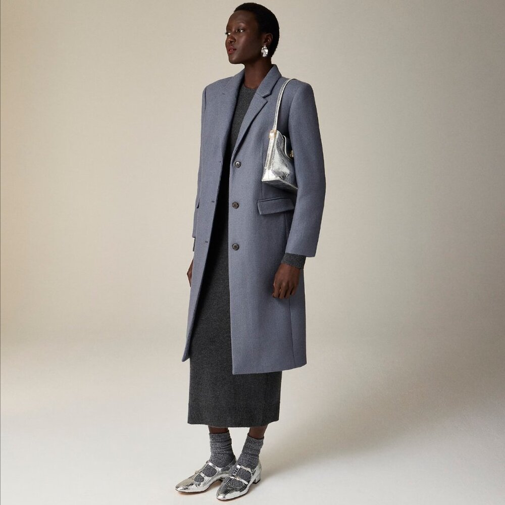 NWT J.Crew Palais Topcoat in Italian Wool-blend Melton $450, Storm Cloud